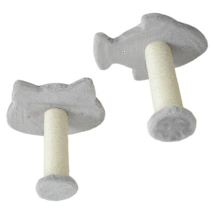 4-Piece Cat Wall Shelves with Steps, Ladder, Jumping Platforms, Light Grey