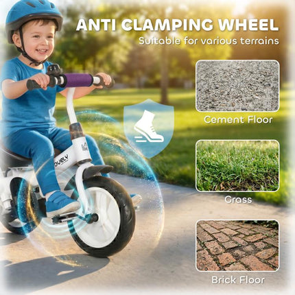 6 in 1 Trike Push Bike Canopy Safety Belt Storage Footrest Brake for 1-5 Years, Purple