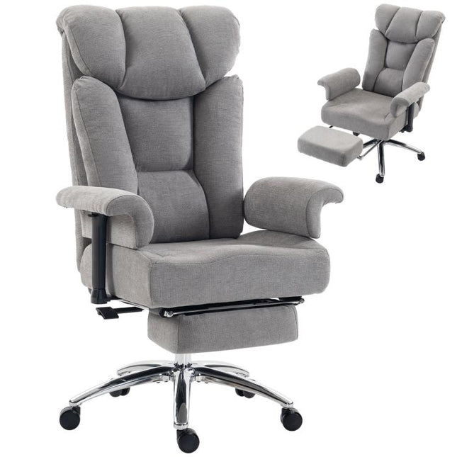 Big and Tall Office Chair, 250 kg Heavy Duty Executive Desk Chair with Adjustable Padded Armrests and High Back, Grey