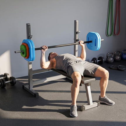 30 kg Adjustable Barbell Weights Set, Barbell Bar with Weight Plates, Non-slip Handle, Multicolour