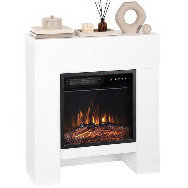 Freestanding Electric Heater with Surround Shelf Remote Control Timer Flame Effect