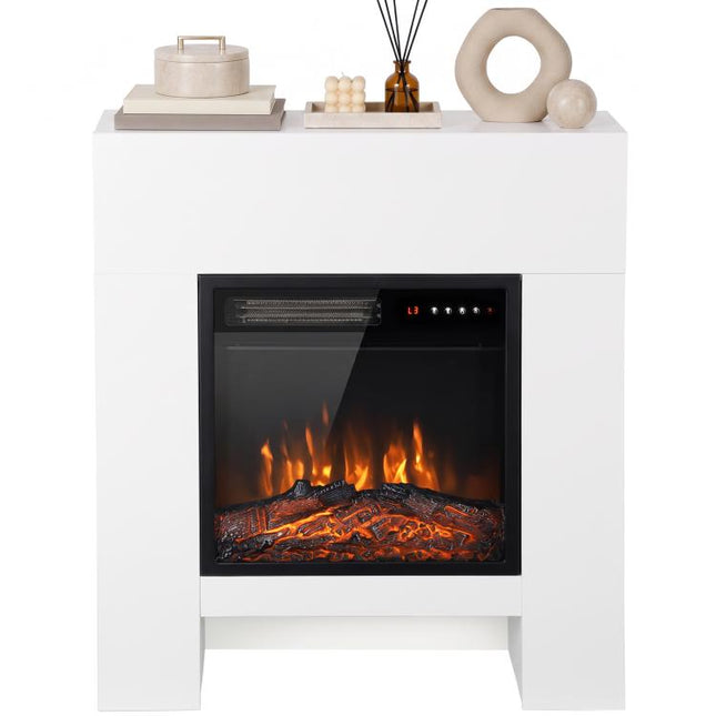 Freestanding Electric Heater with Surround Shelf Remote Control Timer Flame Effect