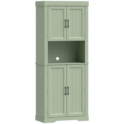 183 cm Tall Kitchen Cupboard, Kitchen Cabinet with Open Countertop, Door Racks and Adjustable Shelves, Sage Green