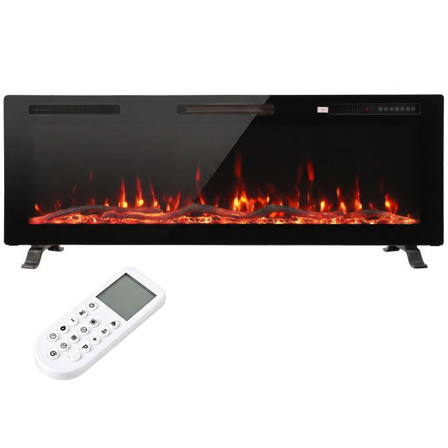 3 in 1 Slim Electric Heater Wall Mounted Recessed Freestanding 12 Flame Colours