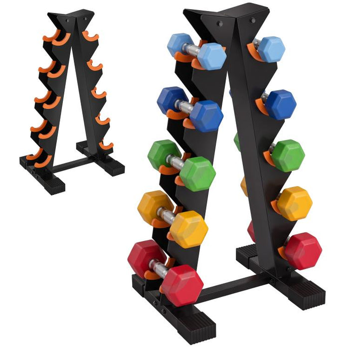 5-Tier Dumbbell Rack, A-Frame Weight Stand with Protective Washers, Non-Slip Feet, Space-Saving Storage for Home Gym