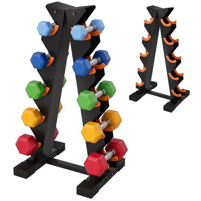 5-Tier Dumbbell Rack, A-Frame Weight Stand with Protective Washers, Non-Slip Feet, Space-Saving Storage for Home Gym