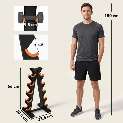 5-Tier Dumbbell Rack, A-Frame Weight Stand with Protective Washers, Non-Slip Feet, Space-Saving Storage for Home Gym