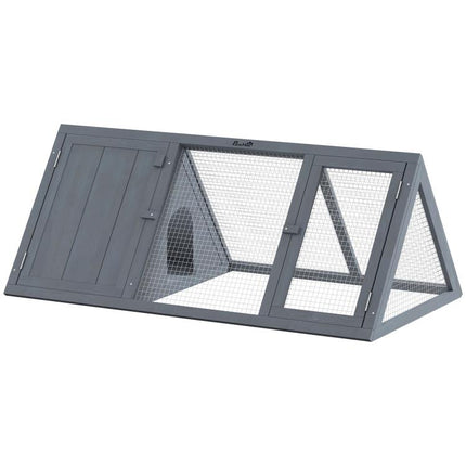 Rabbit Hutch, Wooden Guinea Pig Hutch with Run and Doors, Outdoor Triangle Bunny House for Rabbits,Duck and Chicken