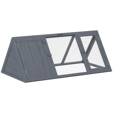 Rabbit Hutch, Wooden Guinea Pig Hutch with Run and Doors, Outdoor Triangle Bunny House for Rabbits,Duck and Chicken