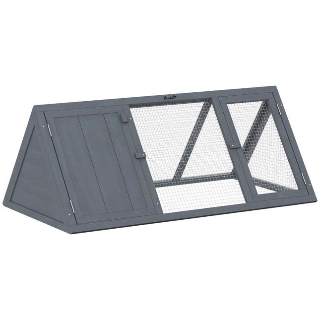 Rabbit Hutch, Wooden Guinea Pig Hutch with Run and Doors, Outdoor Triangle Bunny House for Rabbits,Duck and Chicken