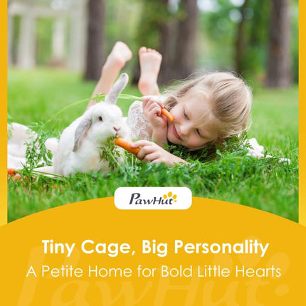 Rabbit Hutch, Wooden Guinea Pig Hutch with Run and Doors, Outdoor Triangle Bunny House for Rabbits,Duck and Chicken