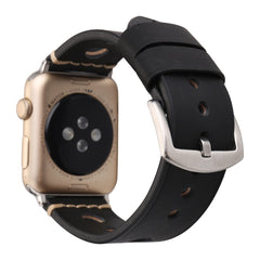 For Apple Watch Series 10 42mm / 9&8&7 41mm / SE 3&SE 2&6&SE&5&4 40mm / 3&2&1 38mm Retro Hole Genuine Leather Wrist Watch Band, For 38mm