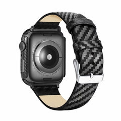 Genuine Leather Carbon Fiber Strap + Frame for Apple Watch Series 4 40mm, Apple Watch Series 4 40mm