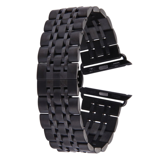 20mm Women Hidden Butterfly Buckle 7 Beads Stainless Steel Watch Band For Apple Watch 38mm(Silver Gold), 20mm Women
