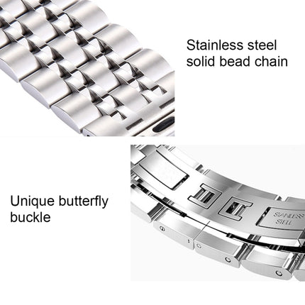 20mm Women Hidden Butterfly Buckle 7 Beads Stainless Steel Watch Band For Apple Watch 38mm(Silver Gold), 20mm Women