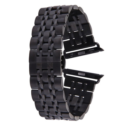 Hidden Butterfly Buckle 7 Beads Stainless Steel Watch Band For Apple Watch 42mm(Silver Gold)
