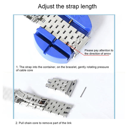 Hidden Butterfly Buckle 7 Beads Stainless Steel Watch Band For Apple Watch 42mm(Silver Gold)