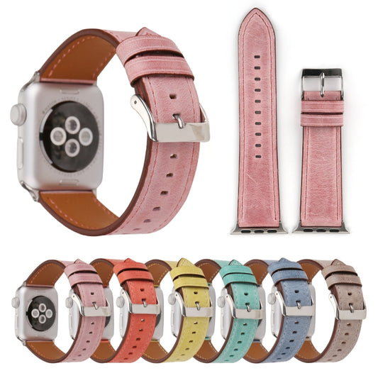 For Apple Watch Ultra 49mm&Watch Ultra 2 49mm / Series 10 46mm / 9&8&7 45mm / SE 3&SE 2&6&SE&5&4 44mm / 3&2&1 42mm Fresh Style Genuine Leather Watch Band, 42mm