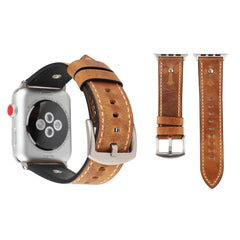 Crowe Star Embossing Texture Genuine Leather Wrist Watch Band for Apple Watch Series 3 & 2 & 1 38mm, 38mm