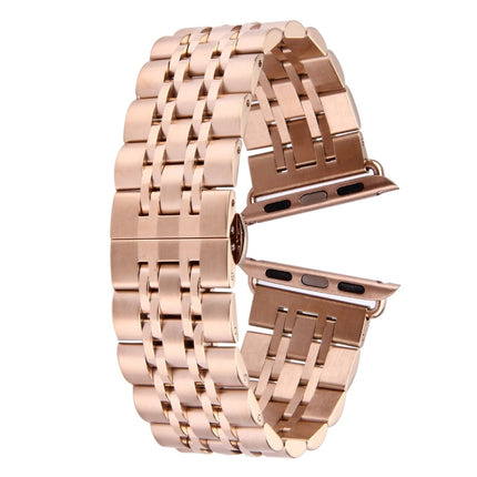 22mm Men Hidden Butterfly Buckle 7 Beads Stainless Steel Watch Band For Apple Watch 42mm