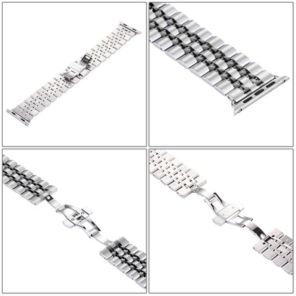 22mm Men Hidden Butterfly Buckle 7 Beads Stainless Steel Watch Band For Apple Watch 42mm