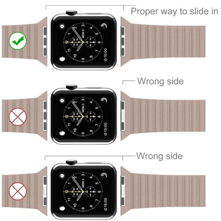 For Apple Watch 38mm Loop Magnetic Closure Clasp PU Leather Watch Band