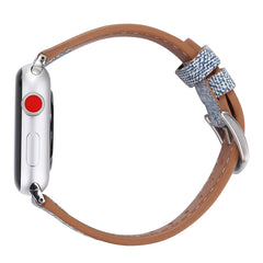 For Apple Watch Series 10 42mm / 9&8&7 41mm / SE 3&SE 2&6&SE&5&4 40mm / 3&2&1 38mm Simple Fashion Genuine Leather Cowboy Pattern Watch Band, 38mm