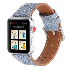 For Apple Watch Series 10 42mm / 9&8&7 41mm / SE 3&SE 2&6&SE&5&4 40mm / 3&2&1 38mm Simple Fashion Genuine Leather Cowboy Pattern Watch Band, 38mm