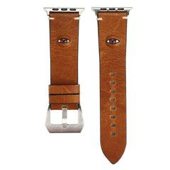 For Apple Watch Series 3 & 2 & 1 42mm Simple Fashion Cowhide Big Eyes Pattern Watch Band, 42mm