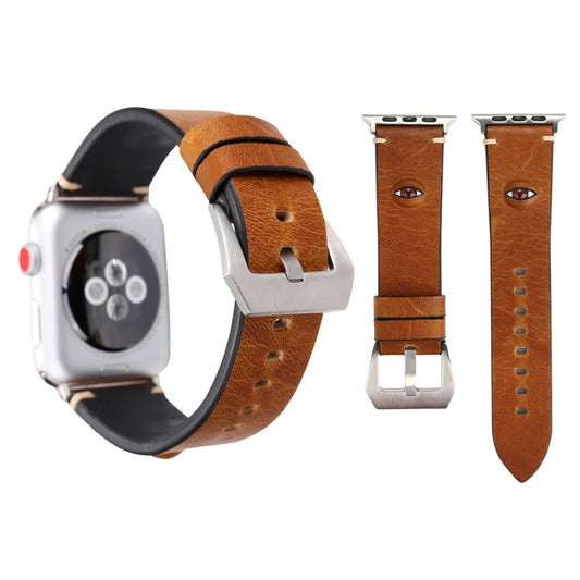 For Apple Watch Series 3 & 2 & 1 42mm Simple Fashion Cowhide Big Eyes Pattern Watch Band, 42mm