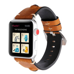 For Apple Watch Series 3 & 2 & 1 42mm Simple Fashion Cowhide Big Eyes Pattern Watch Band, 42mm