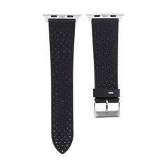 For Apple Watch Ultra 49mm&Watch Ultra 2 49mm / Series 10 46mm / 9&8&7 45mm / SE 3&SE 2&6&SE&5&4 44mm / 3&2&1 42mm Simple Fashion Genuine Leather Hole Pattern Watch Band, 42mm