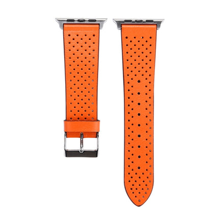 For Apple Watch Ultra 49mm&Watch Ultra 2 49mm / Series 10 46mm / 9&8&7 45mm / SE 3&SE 2&6&SE&5&4 44mm / 3&2&1 42mm Simple Fashion Genuine Leather Hole Pattern Watch Band, 42mm
