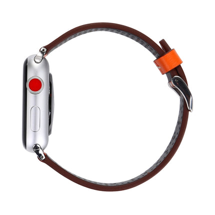 For Apple Watch Ultra 49mm&Watch Ultra 2 49mm / Series 10 46mm / 9&8&7 45mm / SE 3&SE 2&6&SE&5&4 44mm / 3&2&1 42mm Simple Fashion Genuine Leather Hole Pattern Watch Band, 42mm