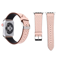 For Apple Watch Ultra 49mm&Watch Ultra 2 49mm / Series 10 46mm / 9&8&7 45mm / SE 3&SE 2&6&SE&5&4 44mm / 3&2&1 42mm Simple Fashion Genuine Leather Hole Pattern Watch Band, 42mm