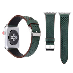 For Apple Watch Ultra 49mm&Watch Ultra 2 49mm / Series 10 46mm / 9&8&7 45mm / SE 3&SE 2&6&SE&5&4 44mm / 3&2&1 42mm Simple Fashion Genuine Leather Hole Pattern Watch Band, 42mm