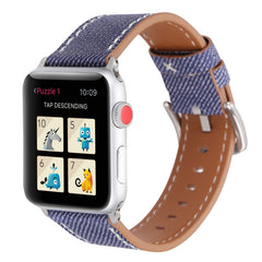 For Apple Watch Ultra 49mm&Watch Ultra 2 49mm / Series 10 46mm / 9&8&7 45mm / SE 3&SE 2&6&SE&5&4 44mm / 3&2&1 42mm Simple Fashion Genuine Leather Cowboy Pattern Watch Band, 42mm