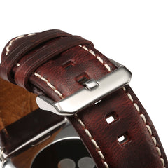 Denior Oil Wax Retro Watch Leather Watch Band for Apple Watch Series 7 45mm / 6 & SE & 5 & 4 44mm / 3 & 2 & 1 42mm