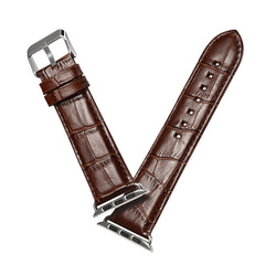 Denior Crocodile Grain Watch Cowhide Leather Watch Band for Apple Watch Ultra 49mm&Watch Ultra 2 49mm / Series 10 46mm / 9&8&7 45mm / SE 3&SE 2&6&SE&5&4 44mm / 3&2&1 42mm