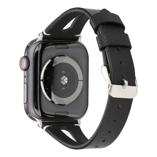 Simple V-shaped Leather Watch Band for Apple Watch Series 7 41mm / 6 & SE & 5 & 4 40mm / 3 & 2 & 1 38mm