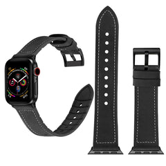 Solid Color TPU + Stainless Steel Watch Band for Apple Watch Series 7 45mm / 6 & SE & 5 & 4 44mm / 3 & 2 & 1 42mm, 44mm