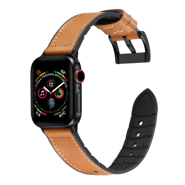 Solid Color TPU + Stainless Steel Watch Band for Apple Watch Series 7 45mm / 6 & SE & 5 & 4 44mm / 3 & 2 & 1 42mm, 44mm