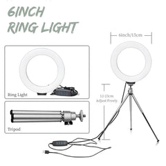 6 inch LED Photography Video Light Panel RGB Filters Lighting Photo Studio Lamp Kit For Shoot Live Streaming Ring Light Tripod
