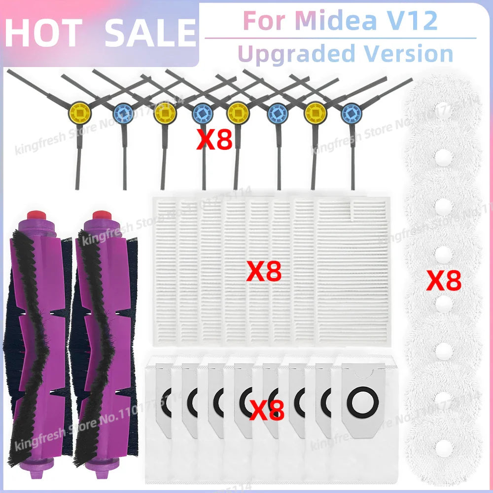 Fit for 미디어 Midea V12 / Eureka J12 Ultra Replacement Parts Accessories Main Roller Side Brush Hepa Filter Mop Cloth Dust Bag