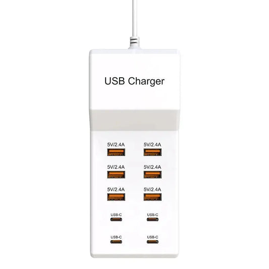 USB Charger Station,10-Port 50W Multiple USB Charging Station Multi Ports USB Charger Charging for Tablet Laptop Computer