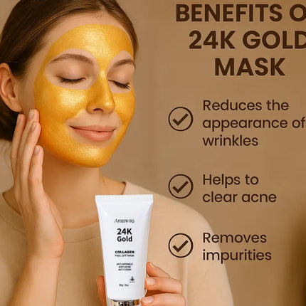 24K Gold Peel-Off Face Mask for Deep Cleansing & Pore Minimising (60ml) | Ammuri