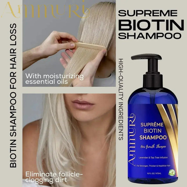 Ammuri Biotin Shampoo – DHT Blocker for Thicker, Fuller-Looking Hair | 473ml