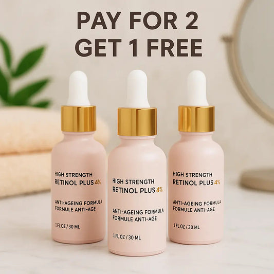 Ammuri High Strength Retinol Serum 4% Plus – Anti-Ageing Formula for Wrinkles, Fine Lines, Dark Spots & Firming – Face Serum with Vitamin Support – 3 Pack (30ml Each)