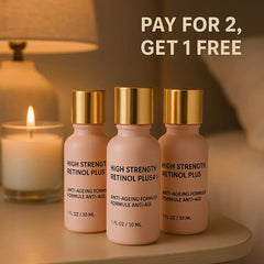 Ammuri High Strength Retinol Serum 4% Plus – Anti-Ageing Formula for Wrinkles, Fine Lines, Dark Spots & Firming – Face Serum with Vitamin Support – 3 Pack (30ml Each)