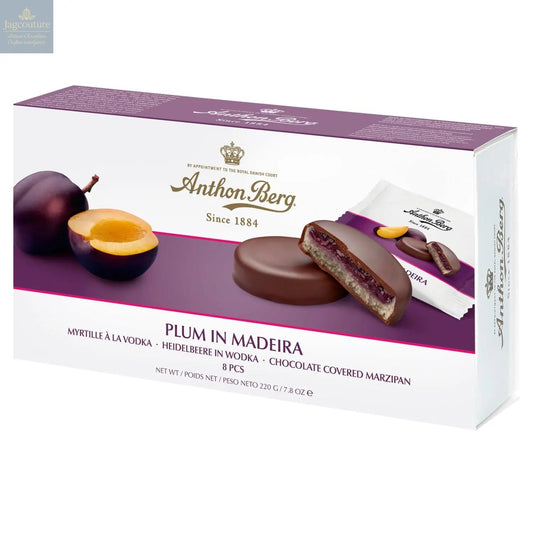 Anthon Berg plum in madeira marzipan in dark chocolate